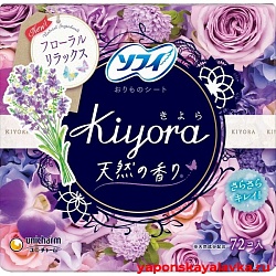 Гигиенические прокладки 72 шт ежедневные 14 см ультратонкие аромат цветов и мускуса Unicharm Kiyora